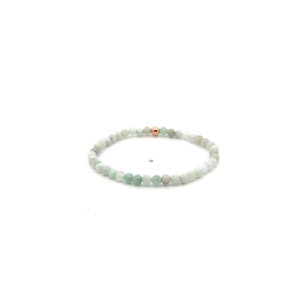 Natural Burmese Jade Gemstones Mini 3.5mm 18K Rose Gold Charm Bead - Picture 4 of 5
